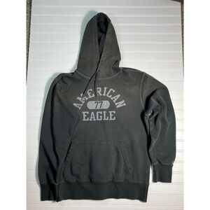 Kids American Eagle 77 Graphic Hoodie Pullover Sweatshirt Grey Size S P